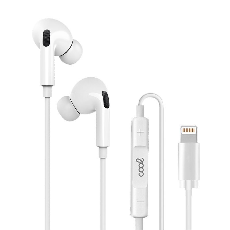 Auriculares Blancos COOL Stereo Con Micro para iPhone - Goma IN-EAR  (Lightning Bluetooth) - Cool Accesorios