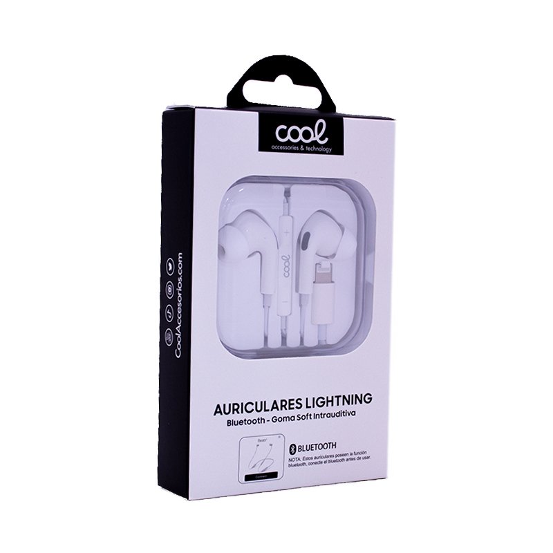 Auriculares Blancos COOL Stereo Con Micro para iPHONE (Lightning Bluetooth)  - Cool Accesorios