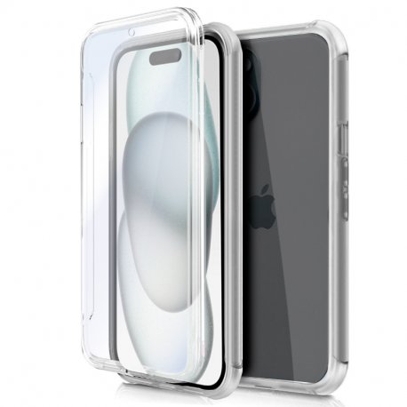COOL Custodia in silicone 3D per iPhone 15 (anteriore + posteriore trasparente)