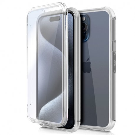 COOL Custodia in silicone 3D per iPhone 15 Pro (anteriore + posteriore trasparente)
