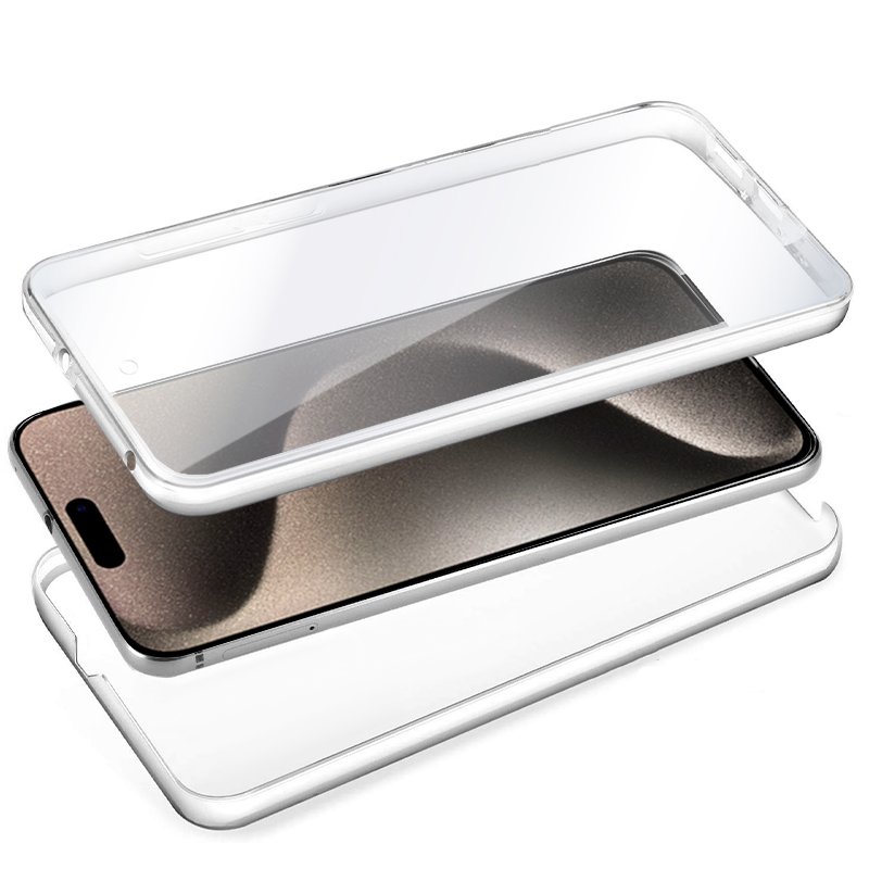 Funda Silicona Ultrafina Goma 360 Grados Carcasa S05 para Apple iPhone 15  Pro Max Blanco