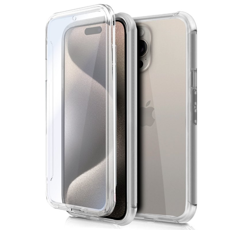 Funda iPhone 15 Pro Silicona Tranparente Cromado Cubre Camara 3D 6