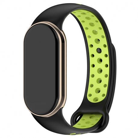 Correia COOL para Xiaomi Smart Band 8 / 9 / 10 Sport Preto-Verde