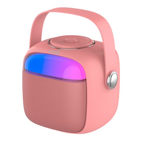 Alto-falante musical Bluetooth universal 6W COOL Mini Karaokê + Microfone Rosa