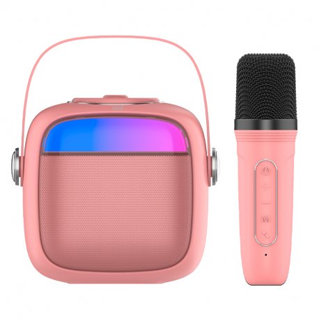 Altoparlante musicale Bluetooth universale 6W COOL Mini Karaoke + Microfono Rosa