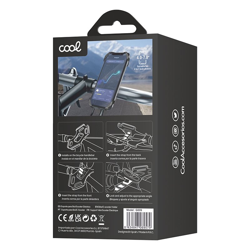 Soporte Universal Manillar COOL para Patinete / Bici / Moto 4-7 pulg - Cool  Accesorios