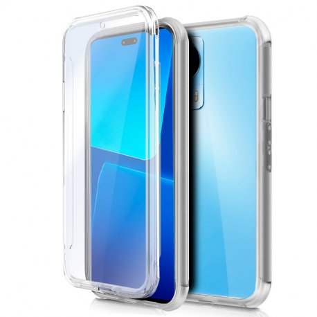 DEDUX Cover Per Xiaomi 13 Lite - Vetro Temperato Sfumato (Blu/Nero) Con Bordo TPU, Antigraffio E Ricarica Wireless