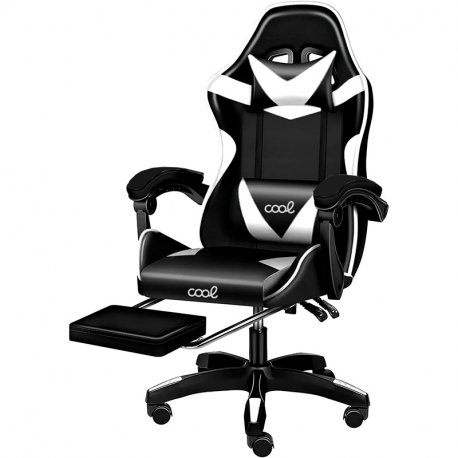 Cadeira Gaming Premium COOL Rest Preto-Branco (Apoio pes)