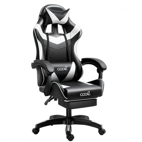 Cadeira Gaming Premium COOL Rest Preto-Branco (Apoio pes)