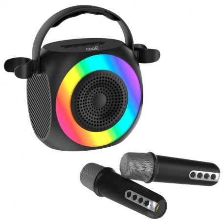 Alto-falante musical Bluetooth universal 6W COOL Mini Karaokê Party + 2 Microfones Preto