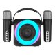 Alto-falante musical Bluetooth universal 6W COOL Mini Karaokê Party + 2 Microfones Preto