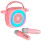 Alto-falante musical Bluetooth universal 6W COOL Mini Karaokê Party + 2 Microfones Rosa