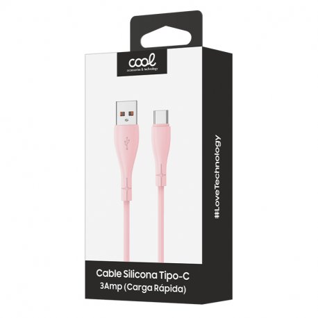COOL Silicone Universal USB to Type C Cable Pink (1 Meter)