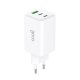 Carregador de Rede Universal PD 2 x Tipo-C + USB COOL (GaN 65 W) Branco