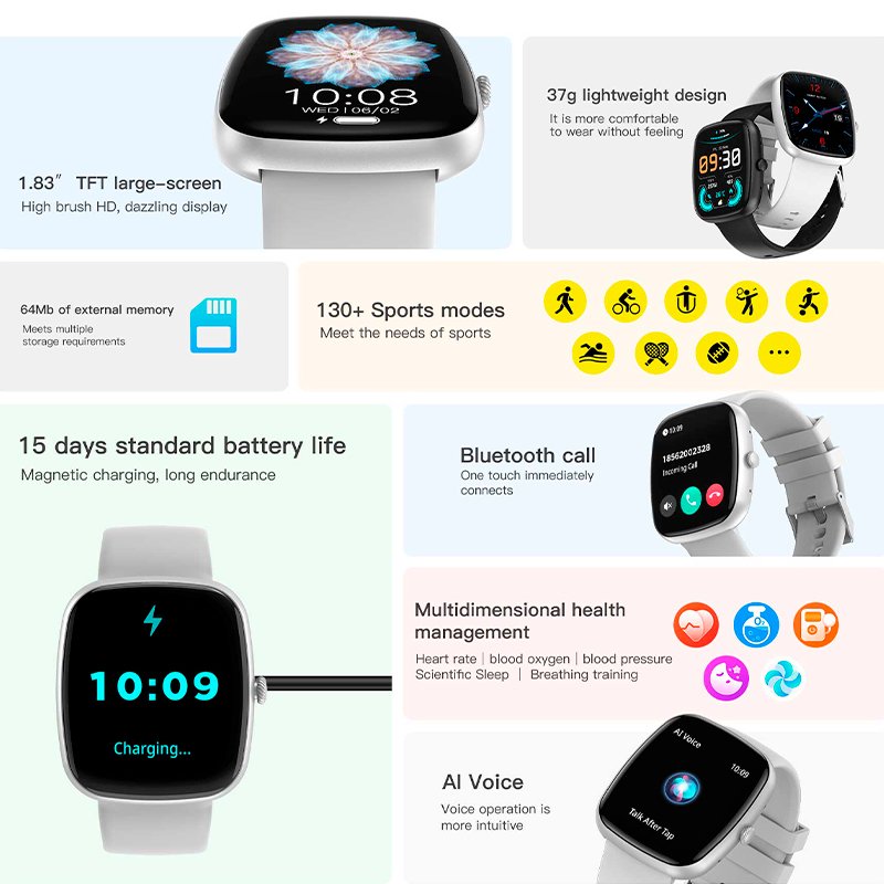 Smartwatch COOL Border Silicone Grigio (Amoled, Chiamate, Sport, Salute)