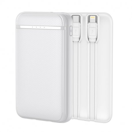 Bateria Externa Power Bank 5000 mAh COOL (2 Cables: TIPO C / Lightning) Blanco