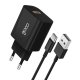 Carregador de Rede Tipo C + Cabo COOL Universal 2.4Amp Preto