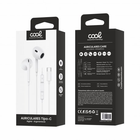 Headphones Button COOL Stereo Type-C With Mic (Digital) White