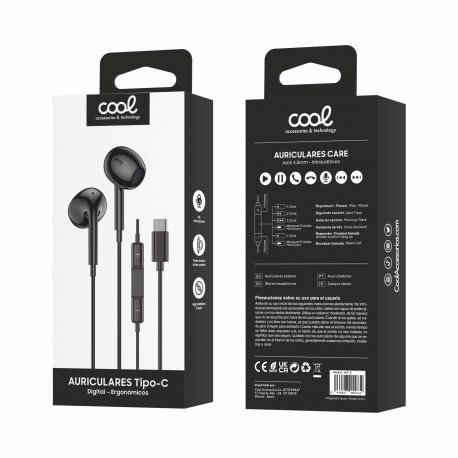 Headphones Button COOL Stereo Type-C With Mic (Digital) Black