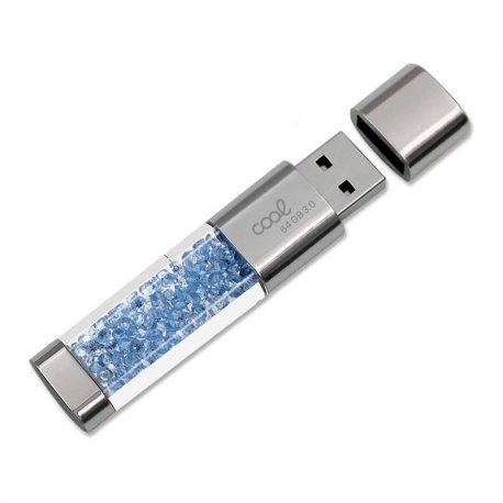 Pen Drive USB x64 GB 3.0 COOL Crystal Azzurro