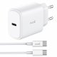 Caricabatterie Rapido Universale Caricabatterie di Rete (PD) Type-C COOL (25W) Bianco + Cavo di Tipo-C