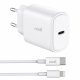 Caricabatterie Rapido Universale Caricabatterie di Rete (PD) Type-C COOL (25W) Bianco + Cavo da Tipo-C a Lightning