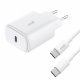 Caricabatterie Rapido Universale Caricabatterie di Rete (PD) Type-C COOL (25W) Bianco + Cavo da Tipo-C a Tipo-C
