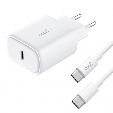 Universal Fast Charger Network Charger (PD) Type-C COOL (25W) White + Type-C to Type-C Cable