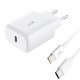 Caricabatterie Rapido Universale Caricabatterie di Rete (PD) Type-C COOL (25W) Bianco + Cavo da Tipo-C a Lightning