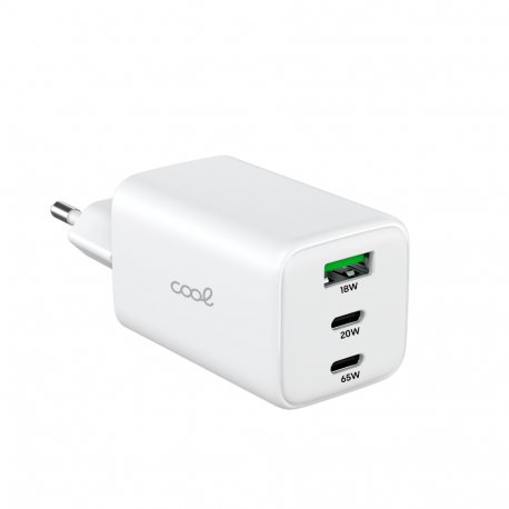 Caricatore di Rete Universale Triplicare (PD) 2 x Type-C + USB COOL (65 W) bianco