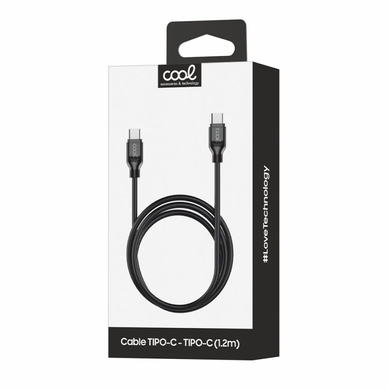 Cavo USB compatibile COOL Universale da TYPE-C a TYPE-C (1.2 metros) Nero 3 Amp