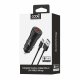 Carregador de carro cabo tipo C (2 x USB) COOL 2.4A Kit 2 em 1 preto