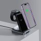 Dock Base Cargador Smartphones Inalámbrico 3 en 1 COOL Negro