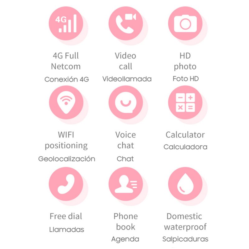 Smartwatch COOL Kids 4G GPS Silicone Pink (Location, Video Calls, SIM)