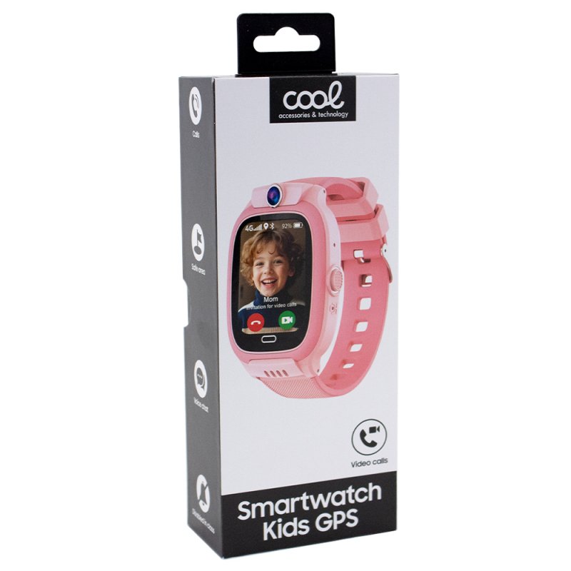 Smartwatch COOL Kids 4G GPS Silicone Rosa (Localização, Chamadas de Vídeo, SIM)