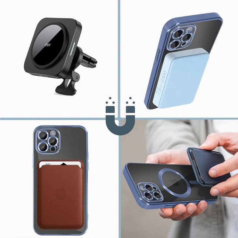 Custodia COOL per iPhone 17 Pro / 18 Pro con Bordo Cielo Blu Magnetico