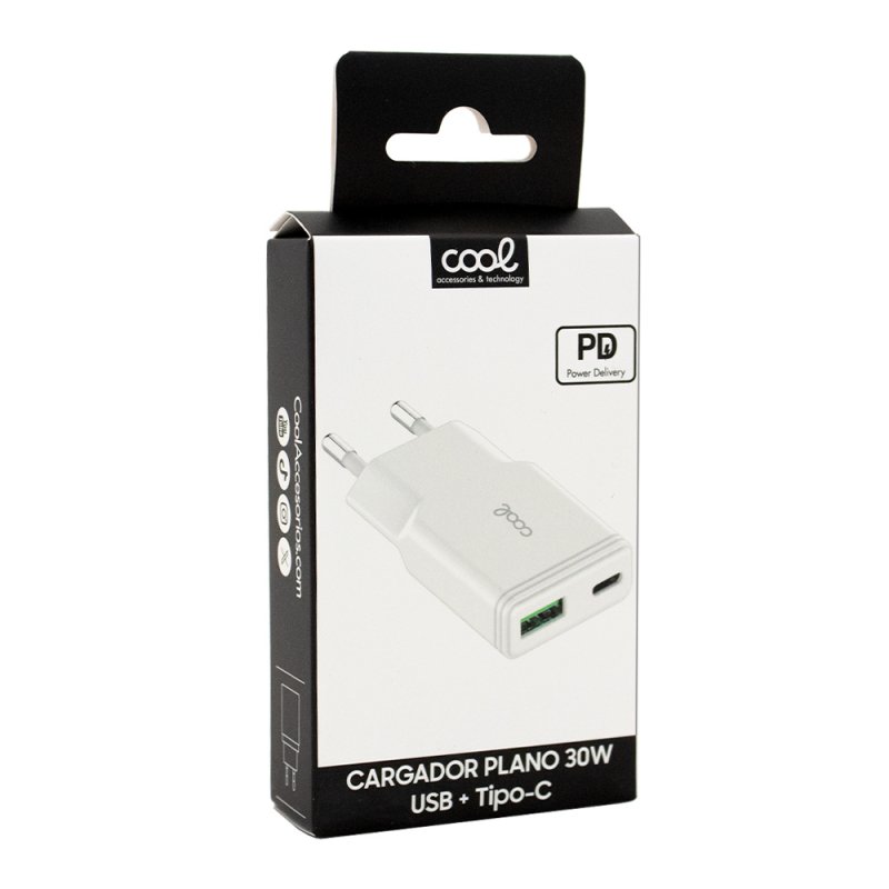 Caricabatterie Rosso Caricabatterie Rapido Universale (PD) Dual Type-C / USB COOL (30W) Bianco Caricabatterie Rosso Caricabatterie Rapido Universale (PD) Dual Type-C / USB COOL (30W) Bianco