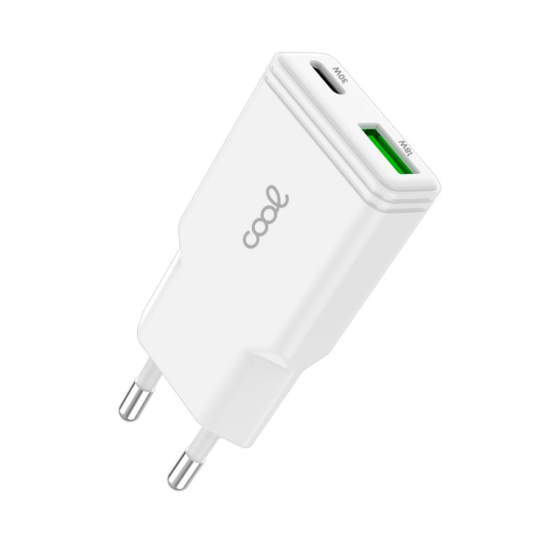 Caricabatterie Rosso Caricabatterie Rapido Universale (PD) Dual Type-C / USB COOL (30W) Bianco Caricabatterie Rosso Caricabatterie Rapido Universale (PD) Dual Type-C / USB COOL (30W) Bianco