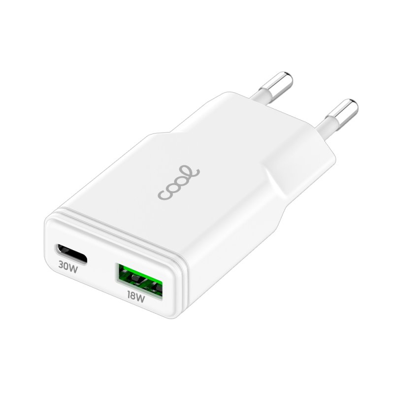 Caricabatterie Rosso Caricabatterie Rapido Universale (PD) Dual Type-C / USB COOL (30W) Bianco Caricabatterie Rosso Caricabatterie Rapido Universale (PD) Dual Type-C / USB COOL (30W) Bianco