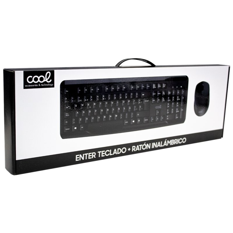Teclado Office Inalámbrico PC Kit + Ratón COOL Enter Negro (Español)