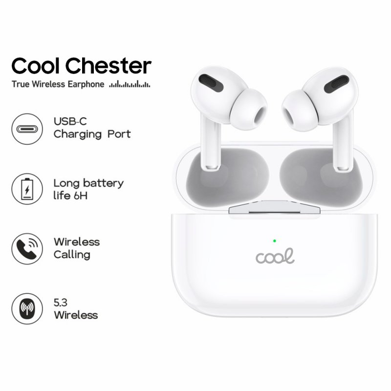 Auriculares Stereo Bluetooth Earbuds COOL Chester White