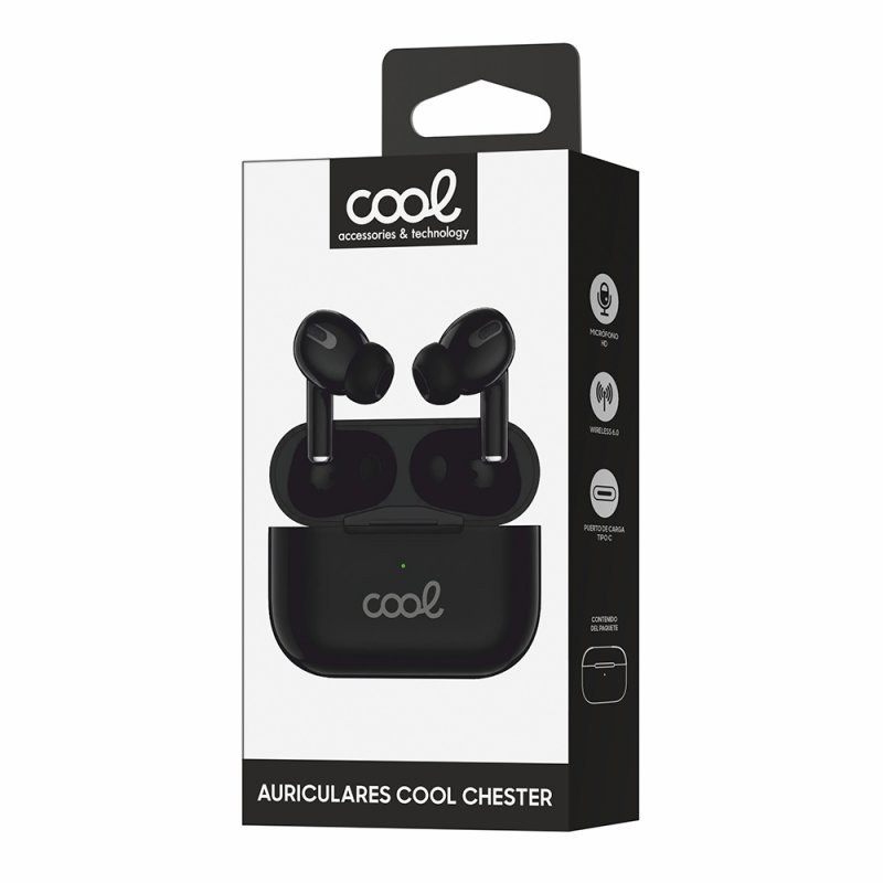Auriculares Stereo Bluetooth Earbuds COOL Chester Negro
