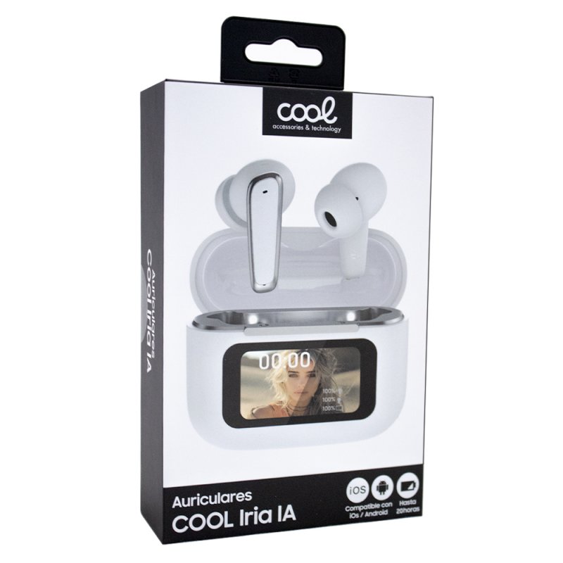 Auscultadores Estéreo Bluetooth TWS COOL Iria AI (ANC, Tradução, IA) Branco