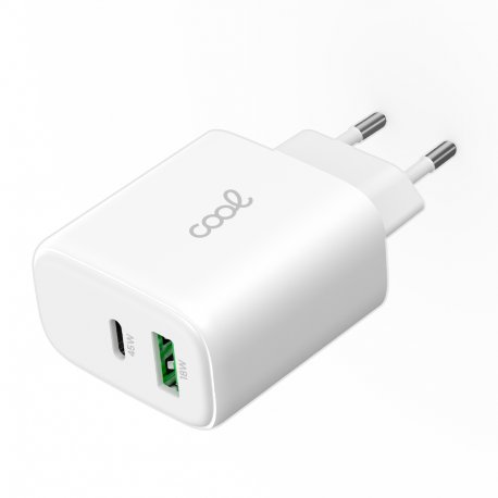 Cargador Red Universal Ultra Fast Dual (PD) Tipo-C + USB COOL (45W) GaN Blanco