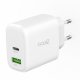 Caricabatterie Universale Fast Charger Doppio (PD) USB + Tipo C COOL (45W) Bianco