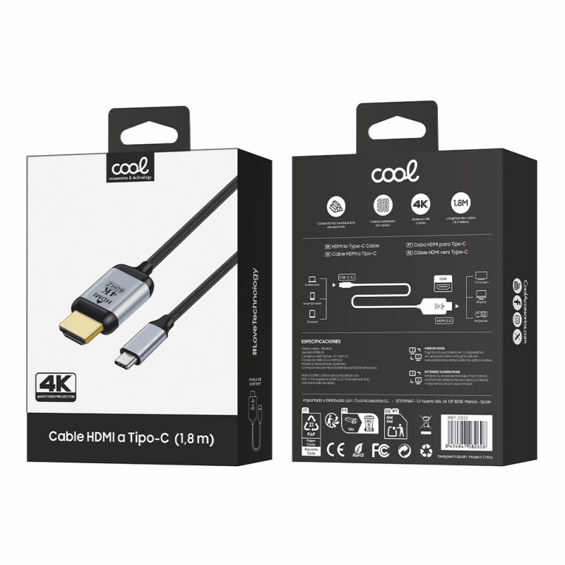 Cavo universale da HDMI a Type-C Audio-Video (1,8 m) Ultra 4K COOL
