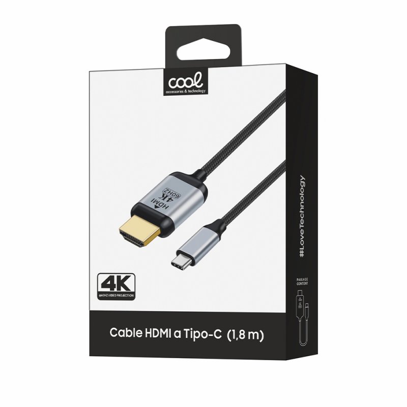 Cabo HDMI para Tipo-C Áudio-Vídeo Universal (1,8 m) Ultra 4K COOL