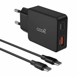 Caricatore di rete USB doppio caricatore universale + PD Type-C + cavo di ricarica COOL (65 W) Nero