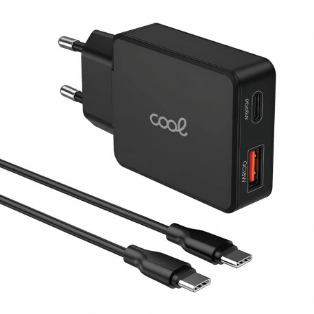 Cargador Red Universal Ultra Fast PD Tipo-C + USB COOL (65W + Cable Tipo-C) GaN Negro