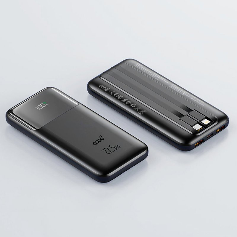 Batería Externa Universal Power Bank 10.000 mAh Carga Rápida 22.5W COOL Pocket Negro